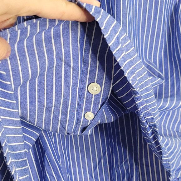 Steve & Barry's Men's Blue & White Striped Long Sleeve Button Up Cotton Shirt M - Picture 4 of 10